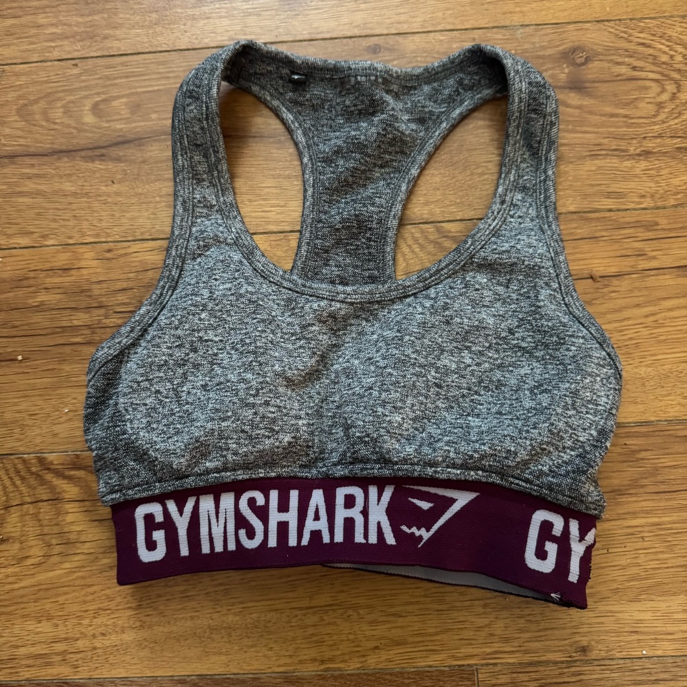 Gymshark Heather Gray and Maroon Sports Bra